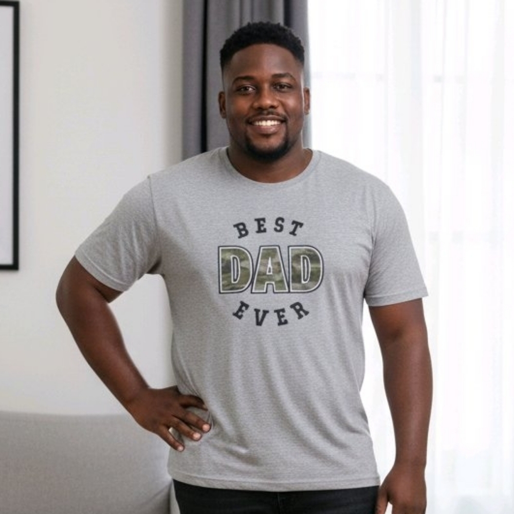 Men's XXL 2XL Fathers Day T-Shirt Best Dad Ever Graphic Tee Gray Gift Idea NEW